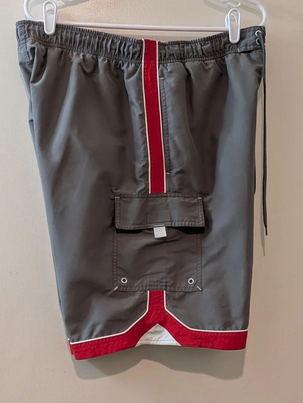 Men's OP Gray and Red Athletic Swim Shorts size L/G